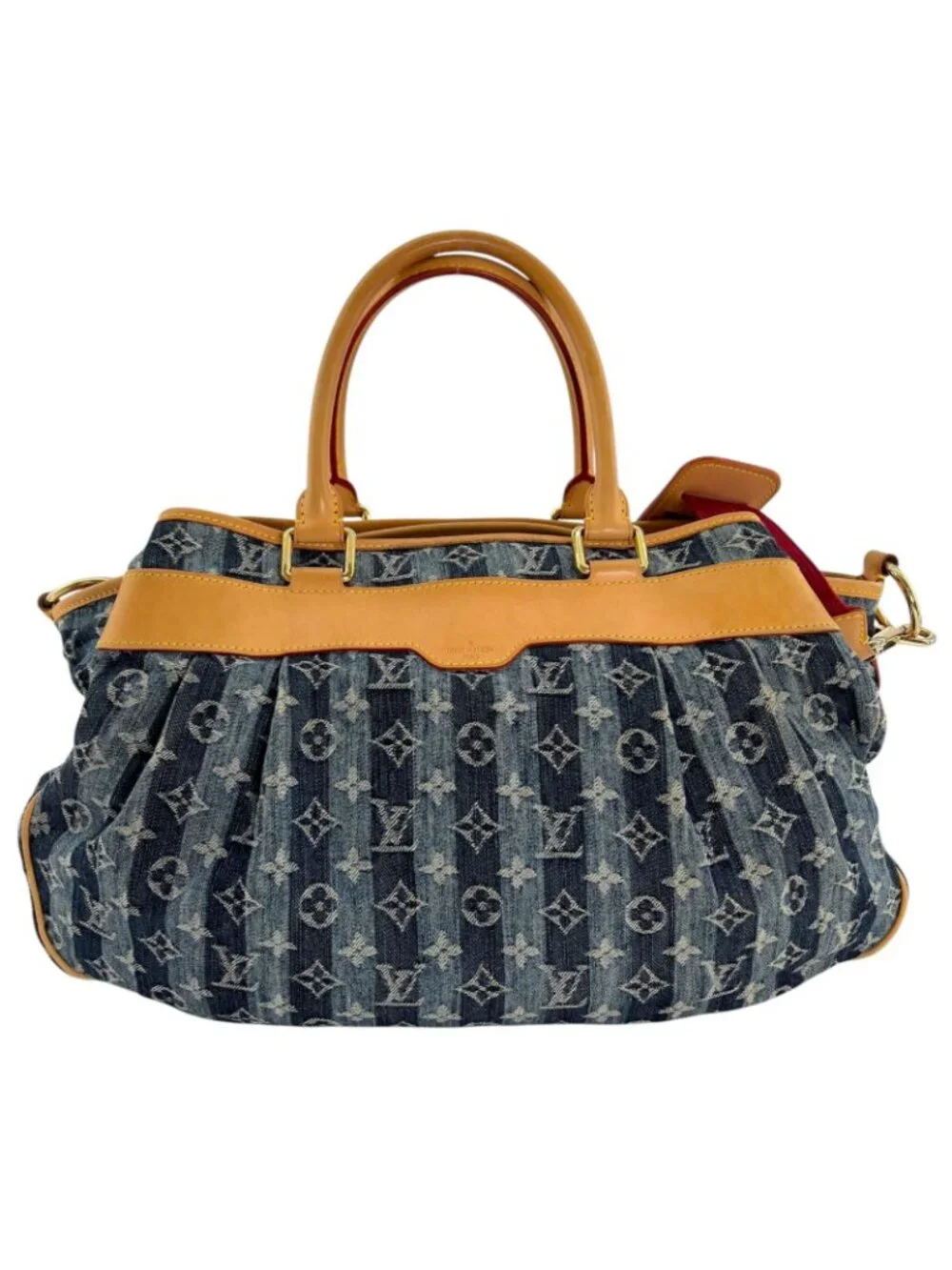 Louis Vuitton Monogram Denim Cavaliere GM Handbag Blue 2-Way